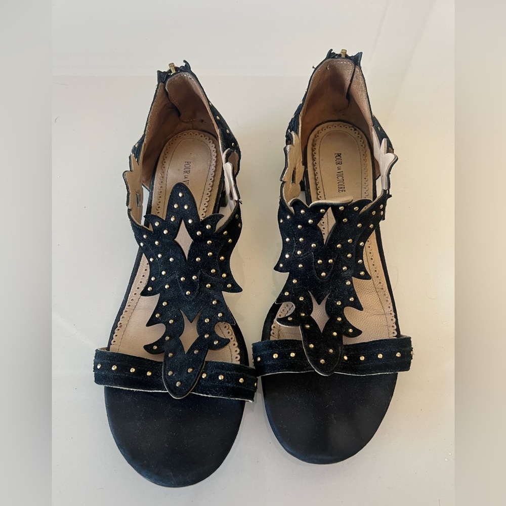 Pour La Victoire Katia Studded Suede Sandals
